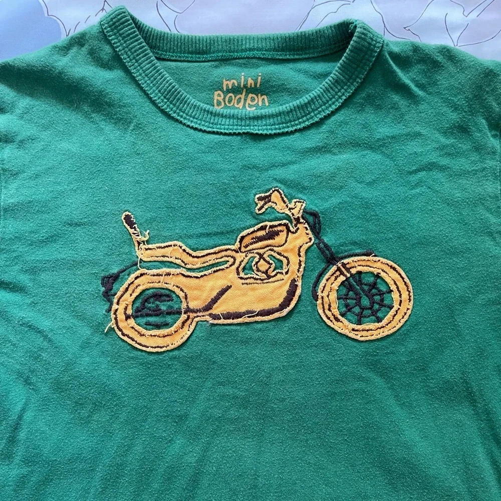 Boys Mini Boden 100% Cotton Motorcycle Long Sleeve T-Shirt